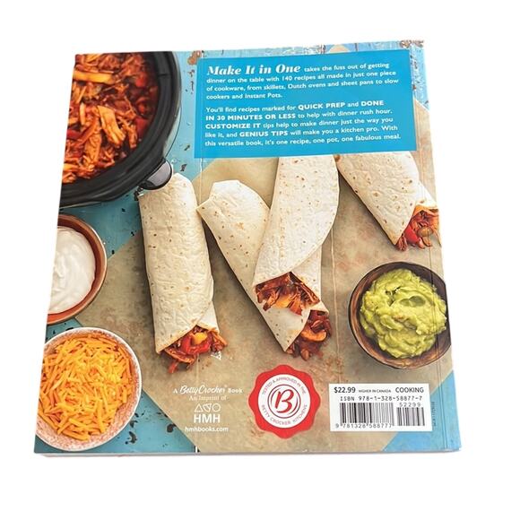 Betty Crocker Make It in One  Cookbook Main Dishes Color Pics Softcover - Picture 2 of 6